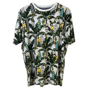 Free Planet Short Sleeve T-shirt Surf Boards Tropical Palm Tree Graphics X Large